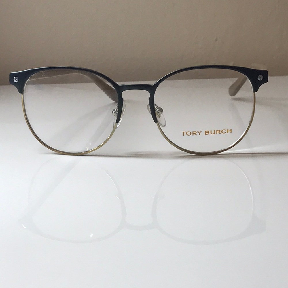Tory Burch round eyeglasses.